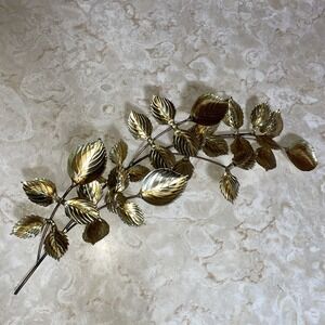 Vintage Curtis Jere or Artisan House‎ MCM brass & gold branch w serrated leaves